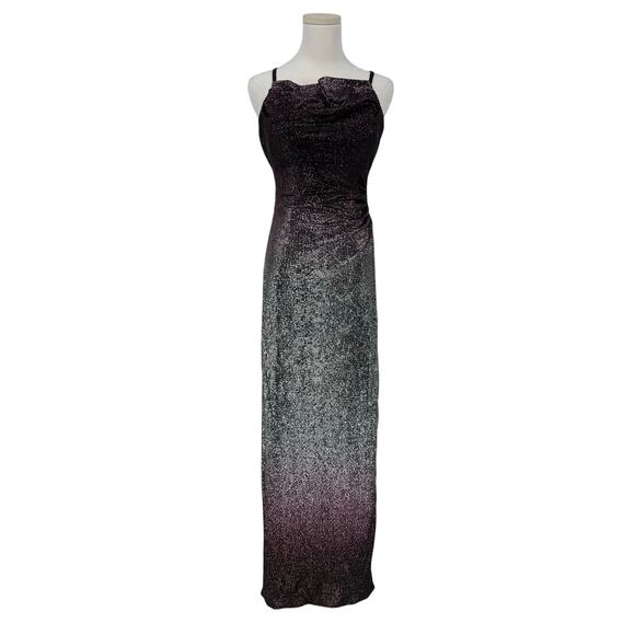 Vintage Y2K Niteway Ombre Metallic Glitter Slip Dress Evening Gown 8 Prom Formal